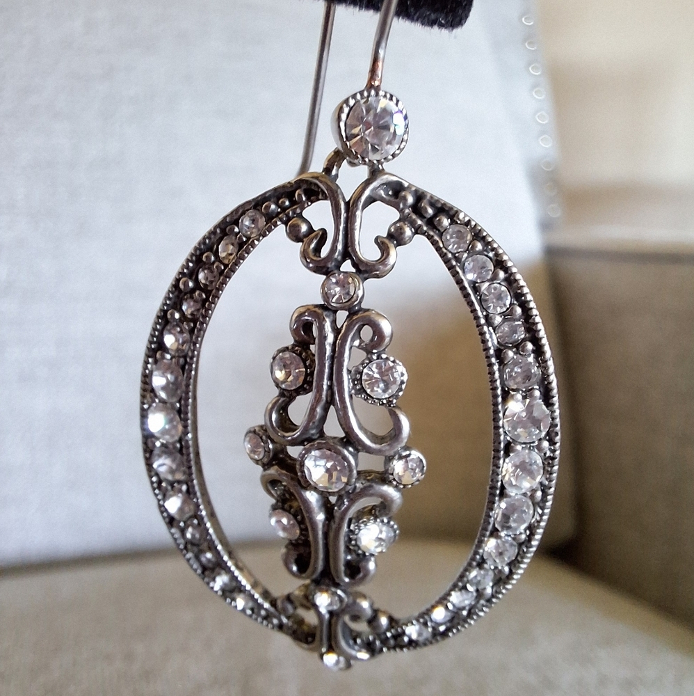 Monet Silver Earrings with Crystal Accents - Picture 3 of 4